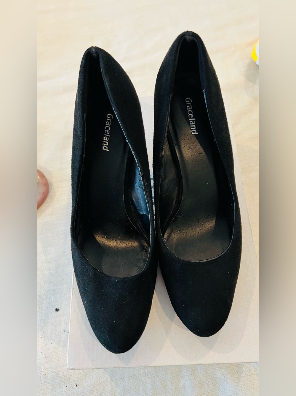 Grace Black Suede Pointed Toe  women’s Heels size 38
8 US